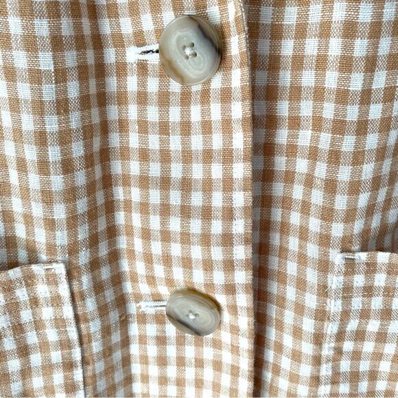 Madewell Linen Dorset Gingham Tan Cream Boyfriend Blazer NWTs size medium - Picture 12 of 12